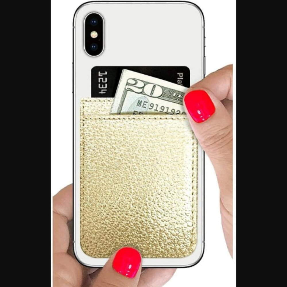 🌈4/$20 NIB iDecoz Faux Leather Phone Pocket Wallet in Gold